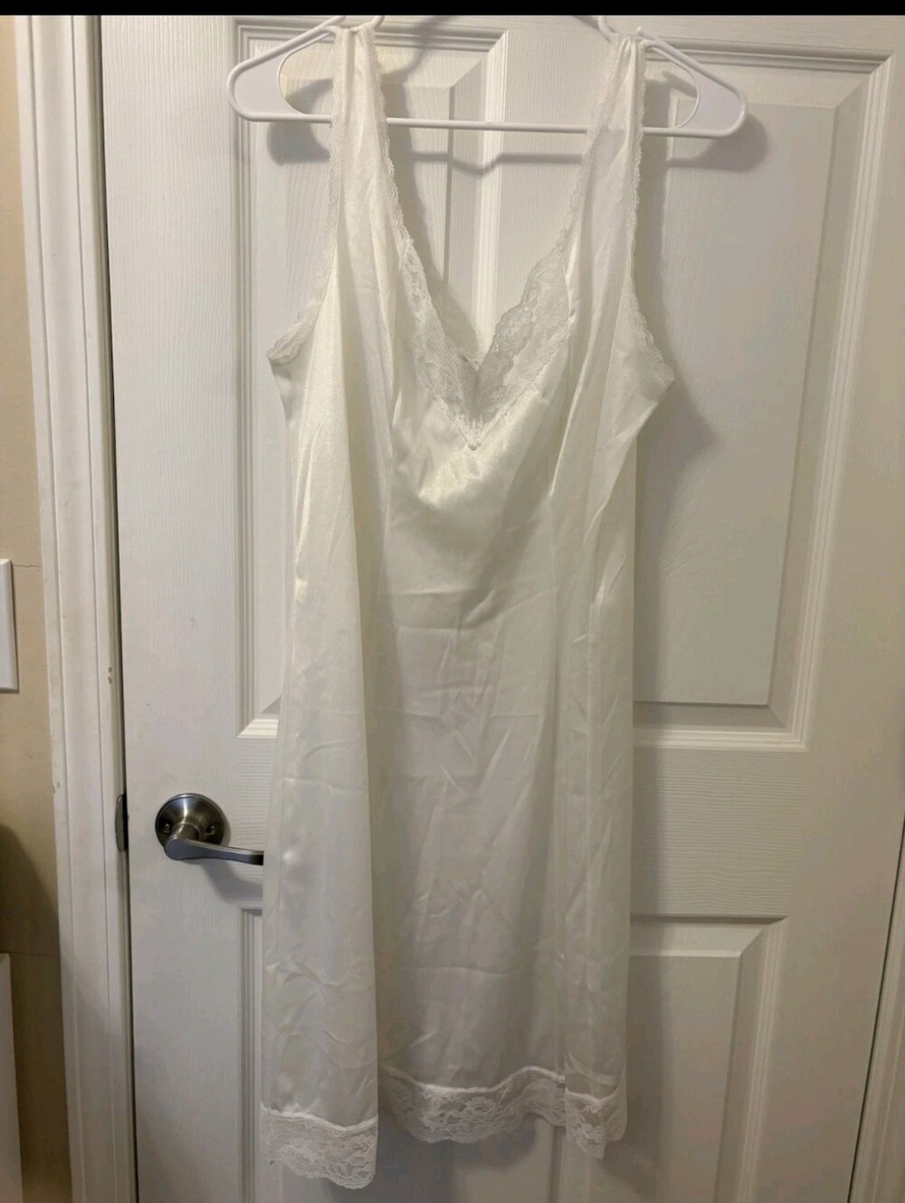 Vintage Blair Full Slip Womenโs 34 White Lace Nylon NOS Sealed 13810